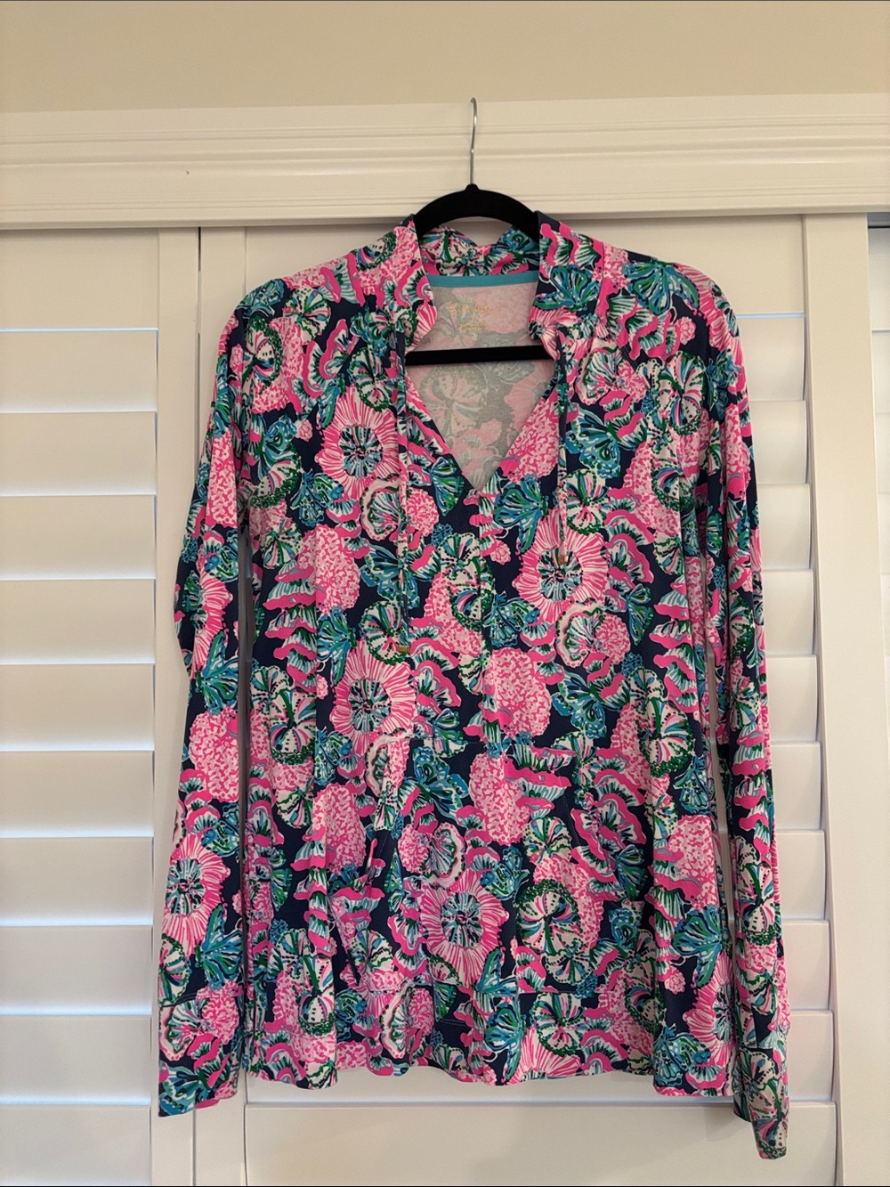Lilly Pulitzer Pink & Blue Floral V-Neck Tunic